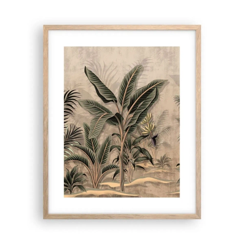 Poster in cornice rovere chiaro - Incisione in stile coloniale - 40x50 cm