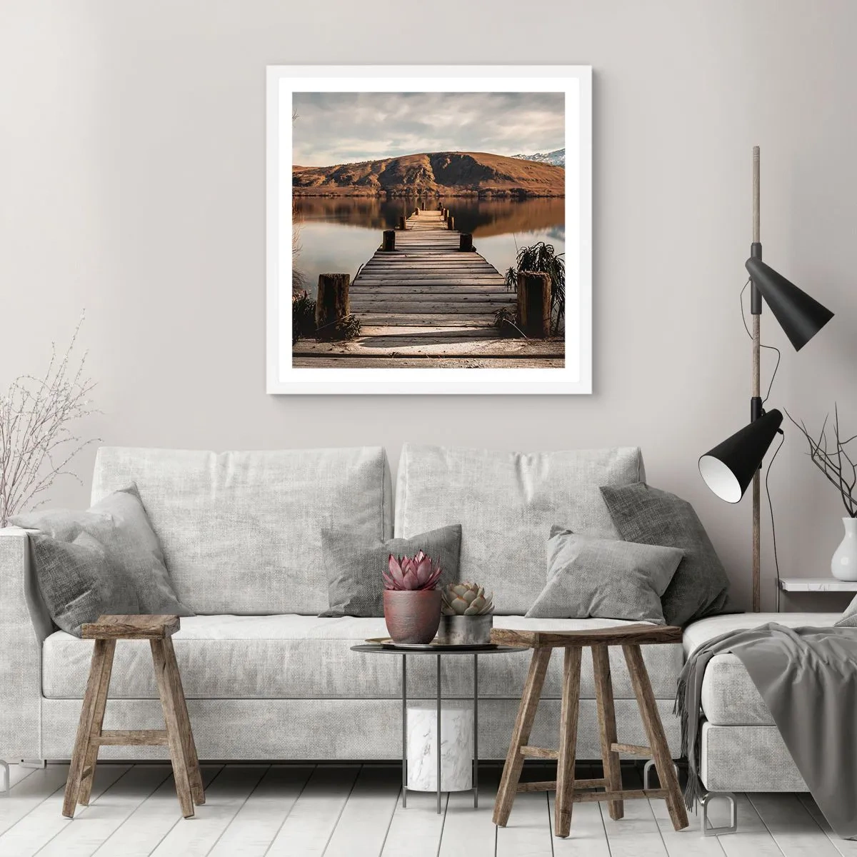 Poster in cornice bianca - Paesaggio nel silenzio - 30x30 cm