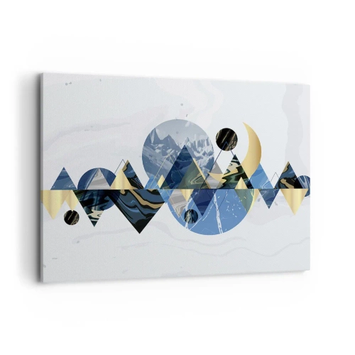 Quadro su tela - Stampe su Tela - Motivi geometrici astratti con motivi montani - 100x70cm - Paesaggio geometrico - Decorazione murale moderna per soggiorno e camera da letto ARTTOR