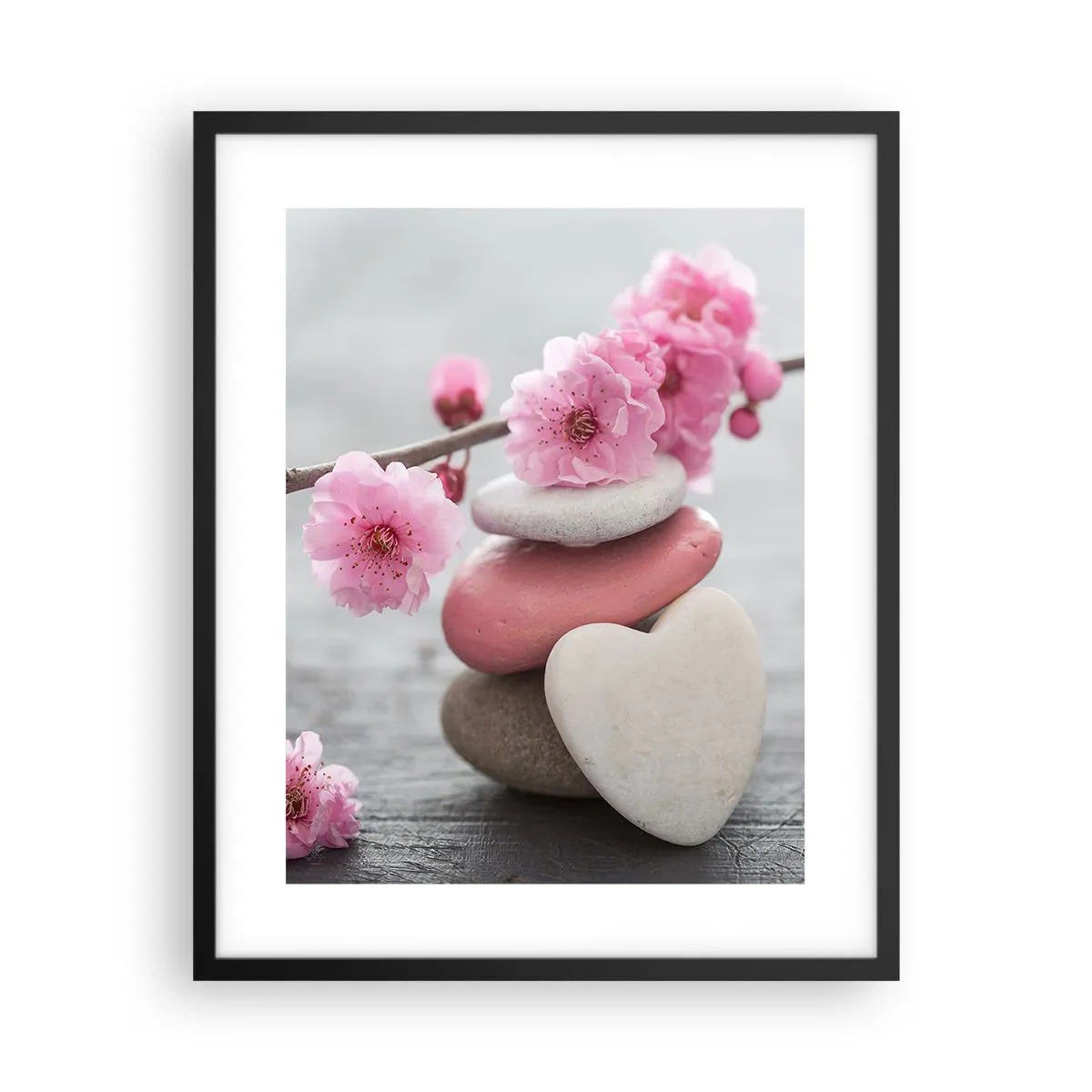 Poster in cornice nera - Serenità con fiori di ciliegio - 40x50 cm