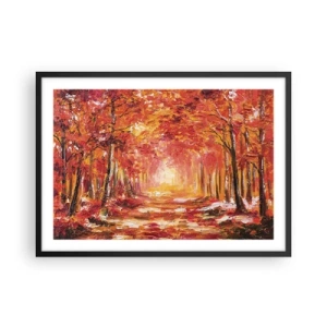 Poster in cornice nera - Foresta autunnale nei toni del rame e dell'oro - 70x50cm - Foresta di rame - Decorazione murale moderna per soggiorno e camera da letto ARTTOR