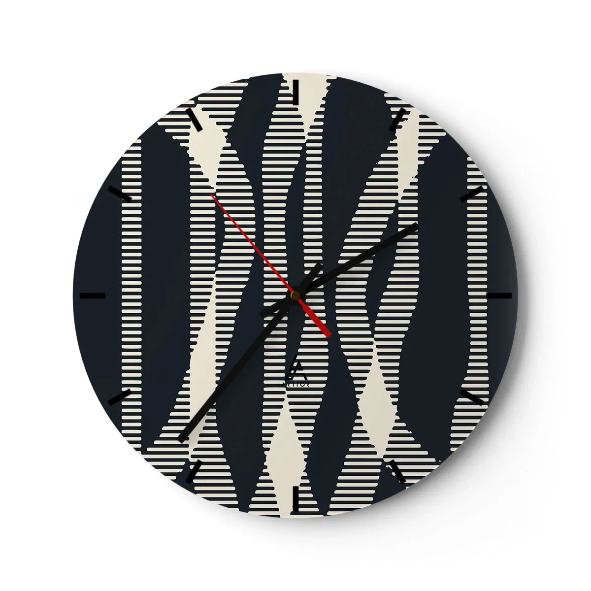 Orologio da parete - Orologio in Vetro - Motivo a righe nere e beige con effetto ottico - 30x30cm - Tentativo di rompere l'oscurità - Decorazione murale moderna per soggiorno, cucina e camera da letto ARTTOR