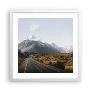 Poster in cornice bianca - Via verso il cuore dei monti - 40x40 cm