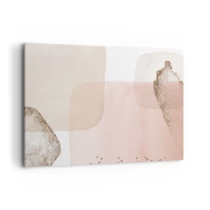 Quadro su tela - Stampe su Tela - Macchie pastello con elementi dorati - 100x70cm - Incontro attraverso il colore - Decorazione murale moderna per soggiorno e camera da letto ARTTOR