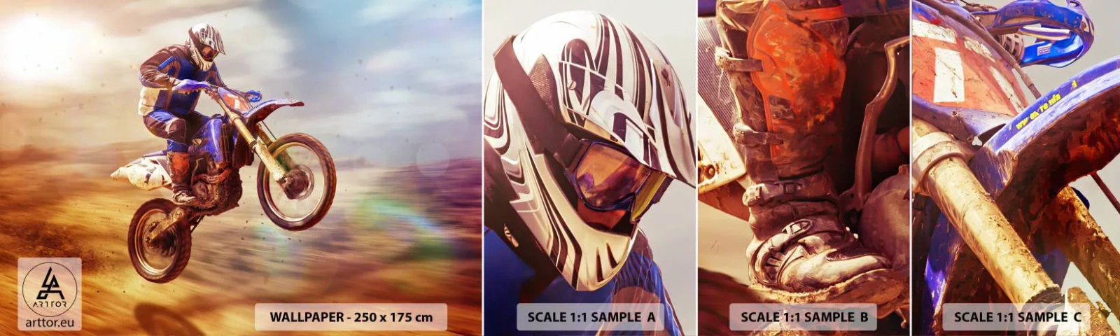 Campione di Fotomurale Adesivo Deluxe Sticker - Vertigini motociclistiche - Motocross, Sport, Motociclista - 100x30 cm