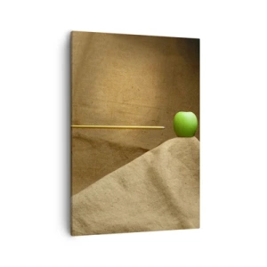 Quadro su tela - Stampe su Tela - Mela verde su tessuto con una freccia che crea una composizione - 50x70cm - Evocare lo spirito di Guglielmo Tell - Decorazione murale moderna per soggiorno e camera da letto ARTTOR