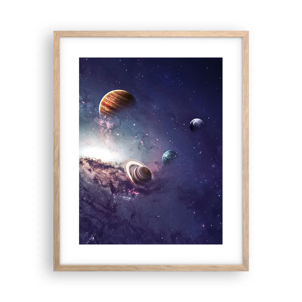 Poster in cornice rovere chiaro - Sistema solare danzante - 40x50 cm