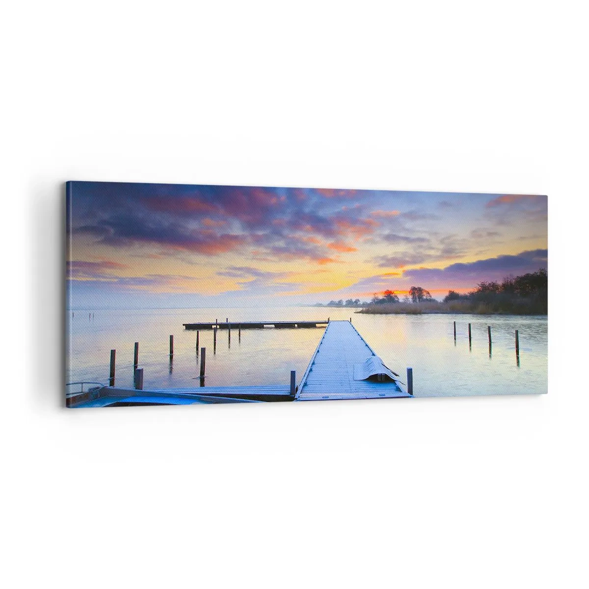 Quadro su tela - Stampe su Tela - Tranquillità violacea e dorata - 100x40 cm