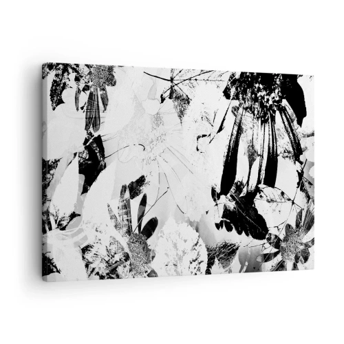 Quadro su tela - Stampe su Tela - Fiori astratti in bianco e nero in stile minimalista - 70x50cm - Autunno in negativo - Decorazione murale moderna per soggiorno e camera da letto ARTTOR