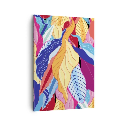 Quadro su tela - Stampe su Tela - Le foglie dai colori vivaci creano una composizione dinamica - 50x70cm - Disordine colorato - Decorazione murale moderna per soggiorno e camera da letto ARTTOR
