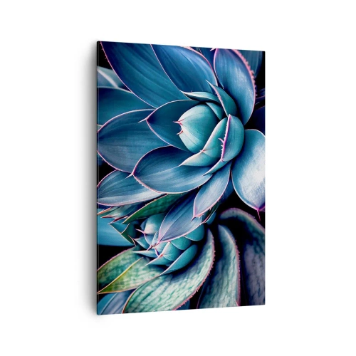 Quadro su tela - Stampe su Tela - Agave nelle tonalità del blu e del verde con accenti rosa - 70x100cm - Forza vitale - Decorazione murale moderna per soggiorno e camera da letto ARTTOR