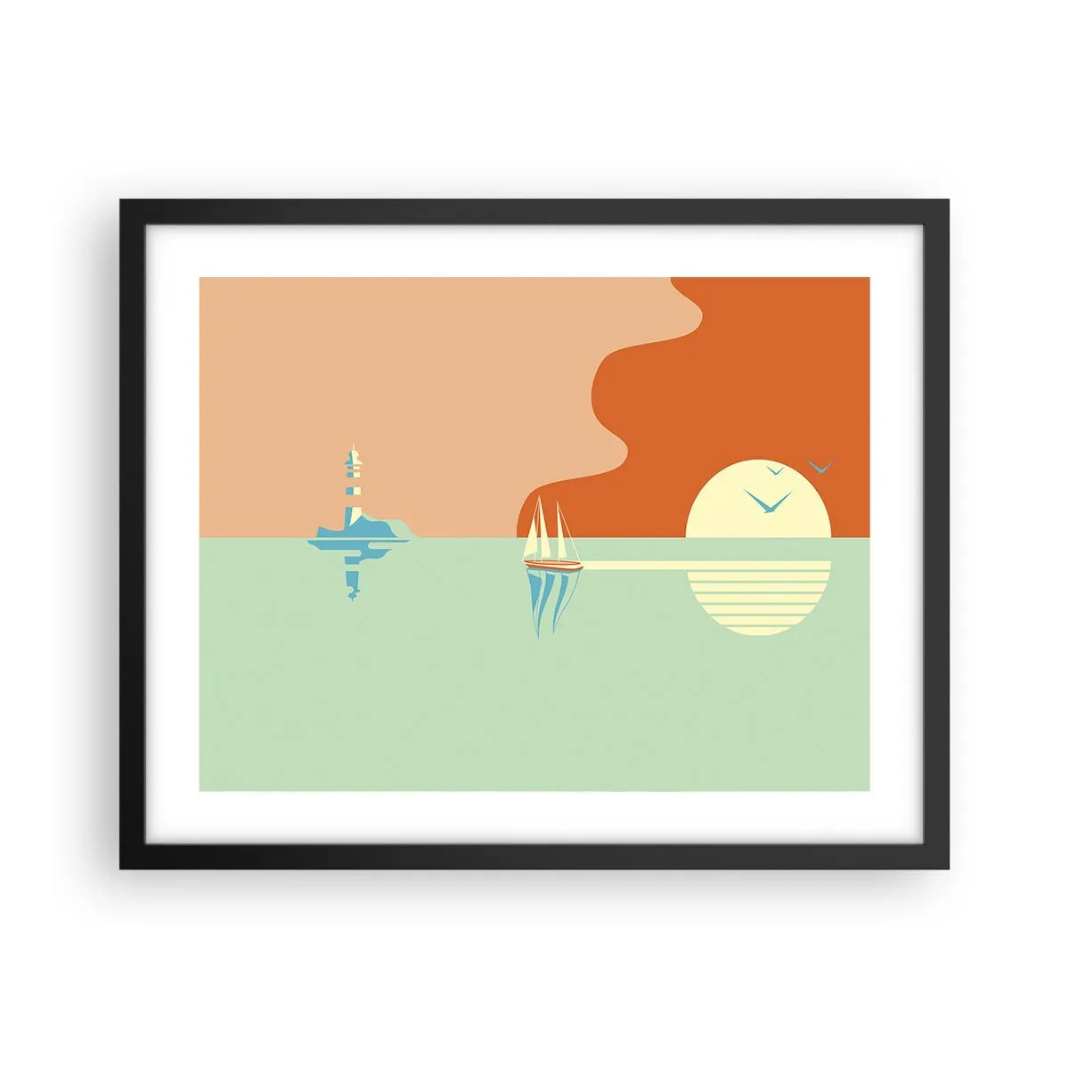 Poster in cornice nera - Ideale paesaggio marittimo - 50x40 cm