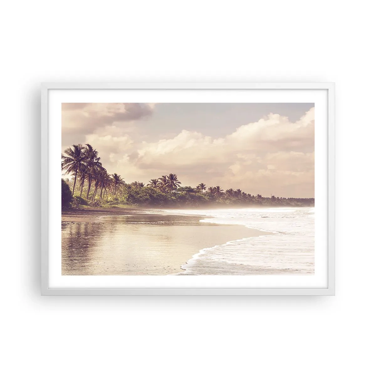 Poster in cornice bianca - La carezza delle onde - 70x50 cm