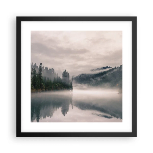 Poster in cornice nera - Riflettendo nella nebbia - 40x40 cm