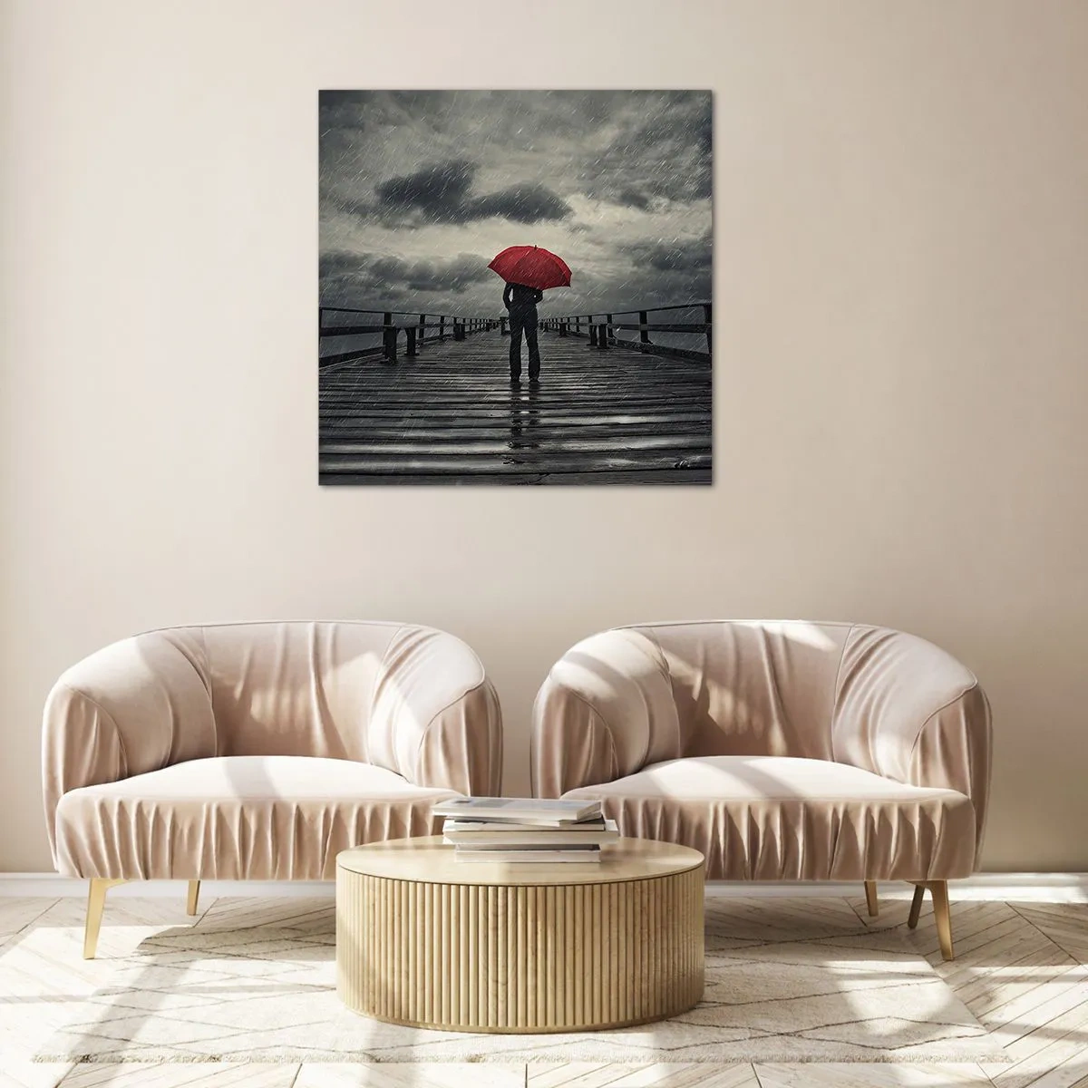 Quadro su vetro - Non importa che piove - 60x60 cm