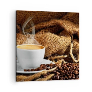 Quadro su tela - Stampe su Tela - L'odore di caffè con la schiuma del colore del miele - 50x50 cm