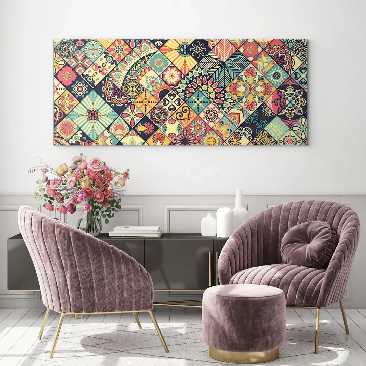 Quadro su vetro - L'atmosfera del Marocco - 100x40 cm