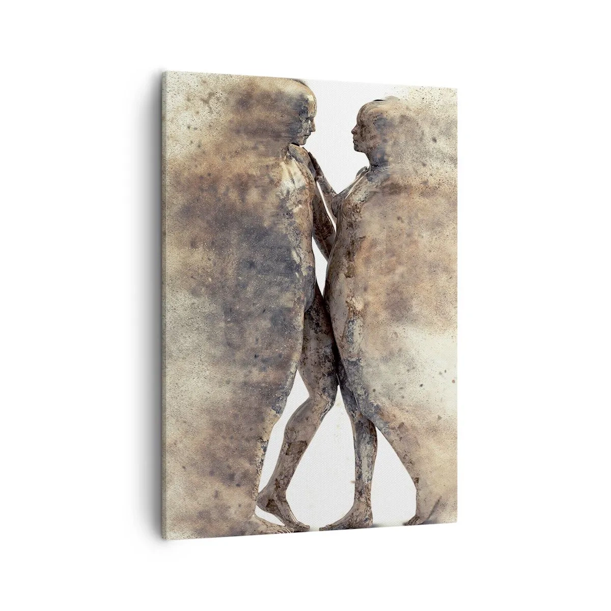 Quadro su tela - Stampe su Tela - Un duo astratto di silhouette in tonalità sabbia - 50x70cm - Nati dalla polvere, per amare - Decorazione murale moderna per soggiorno e camera da letto ARTTOR