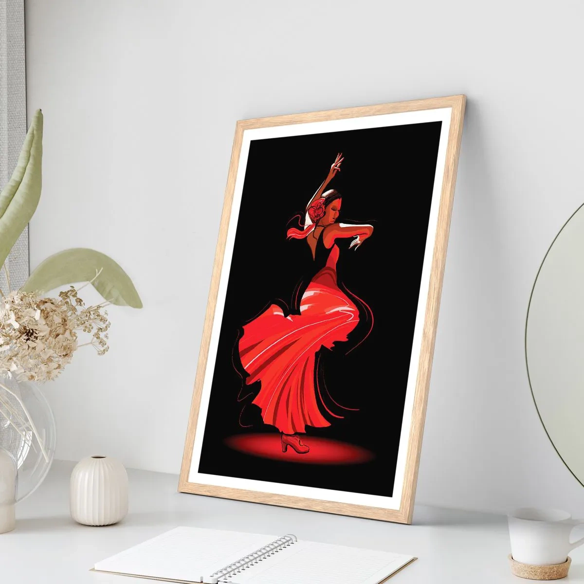 Poster in cornice rovere chiaro - Lo spirito focoso del flamenco - 70x100 cm