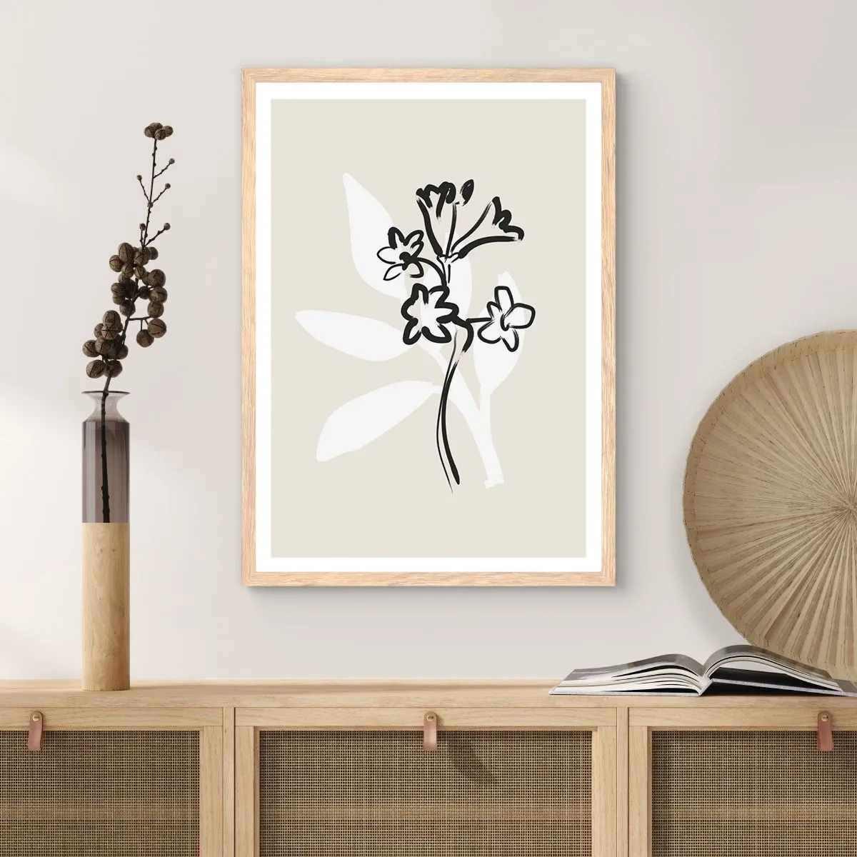 Poster in cornice rovere chiaro - Schizzo per l'erbario - 70x100 cm