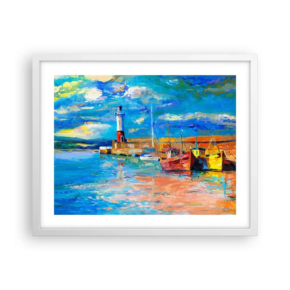 Poster in cornice bianca - Pomeriggio nell'insenatura multicolore - 50x40 cm