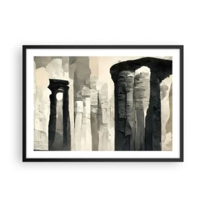 Poster in cornice nera - Colonne storiche in un ambiente monocromatico suggestivo - 70x50cm - La maestà dell'antichità - Decorazione murale moderna per soggiorno e camera da letto ARTTOR