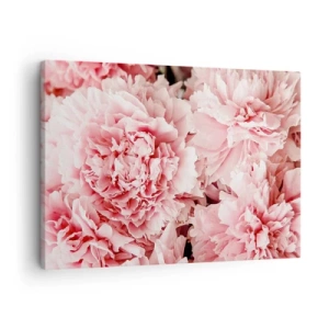 Quadro su tela - Stampe su Tela - Delicate peonie rosa in un ambiente delicato - 70x50cm - Sogno rosa - Decorazione murale moderna per soggiorno e camera da letto ARTTOR