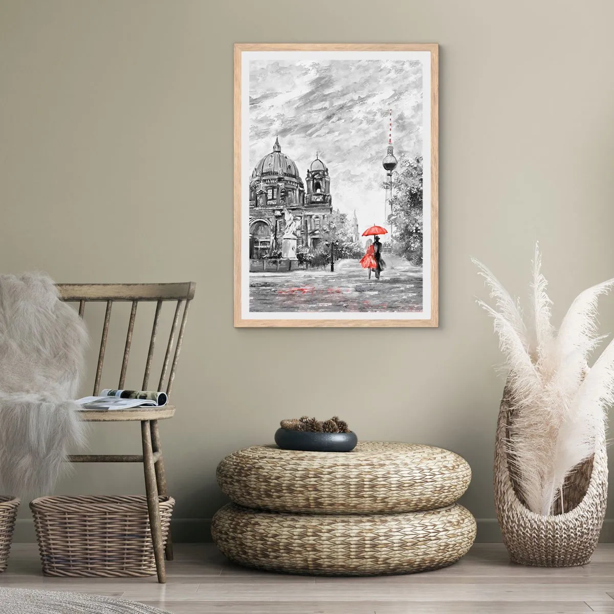 Poster in cornice rovere chiaro - Incontro a Berlino - 70x100 cm