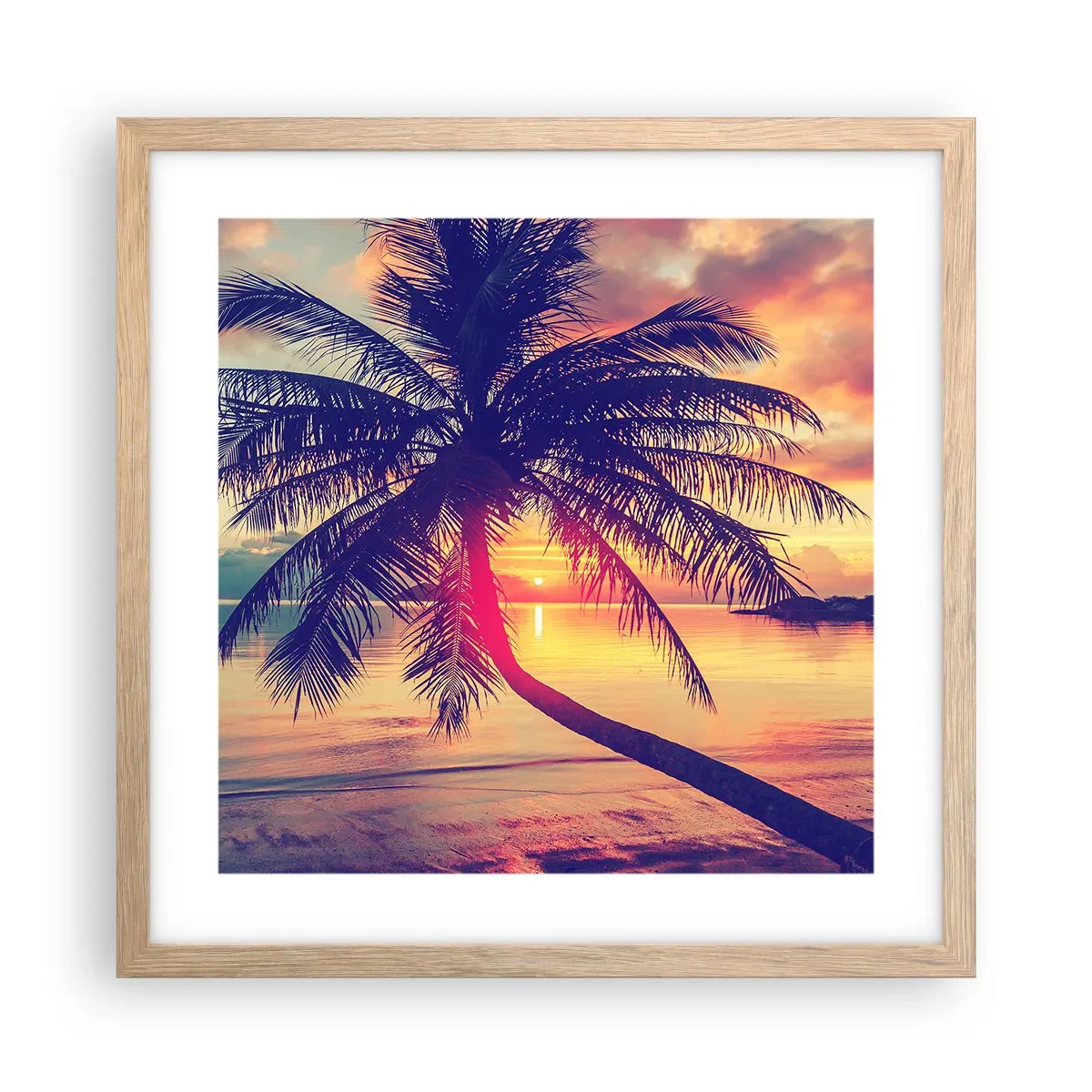 Poster in cornice rovere chiaro - Sera sotto le palme - 40x40 cm