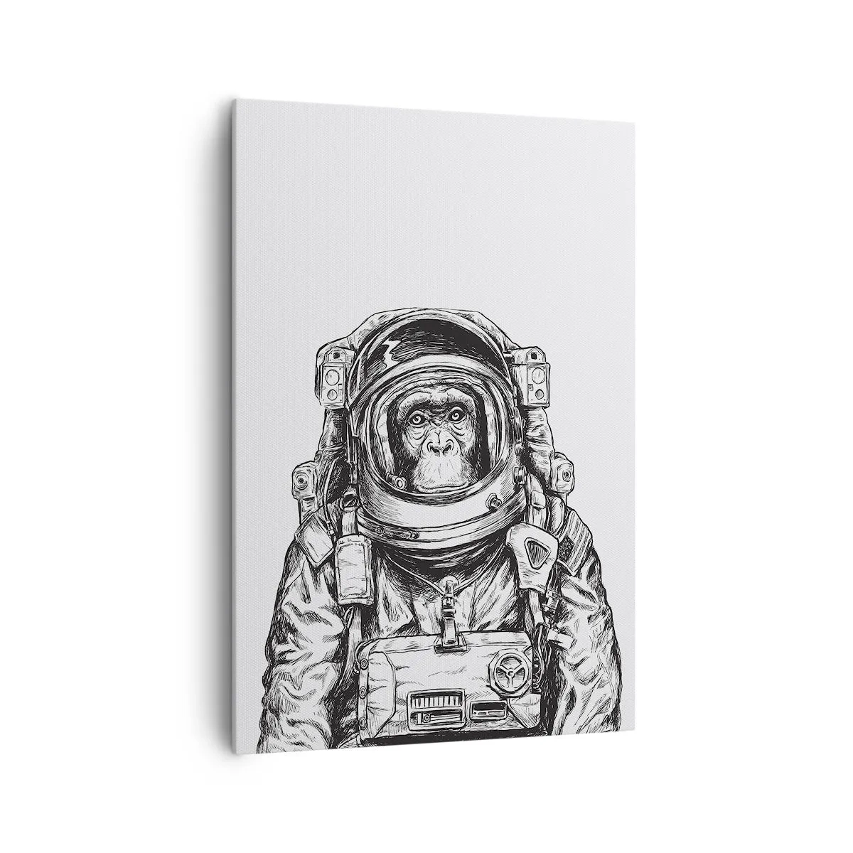 Quadro su tela - Stampe su Tela - Immagine di un astronauta in tuta spaziale con la testa di una scimmia - 70x100cm - Evoluzione alternativa - Decorazione murale moderna per soggiorno e camera da letto ARTTOR