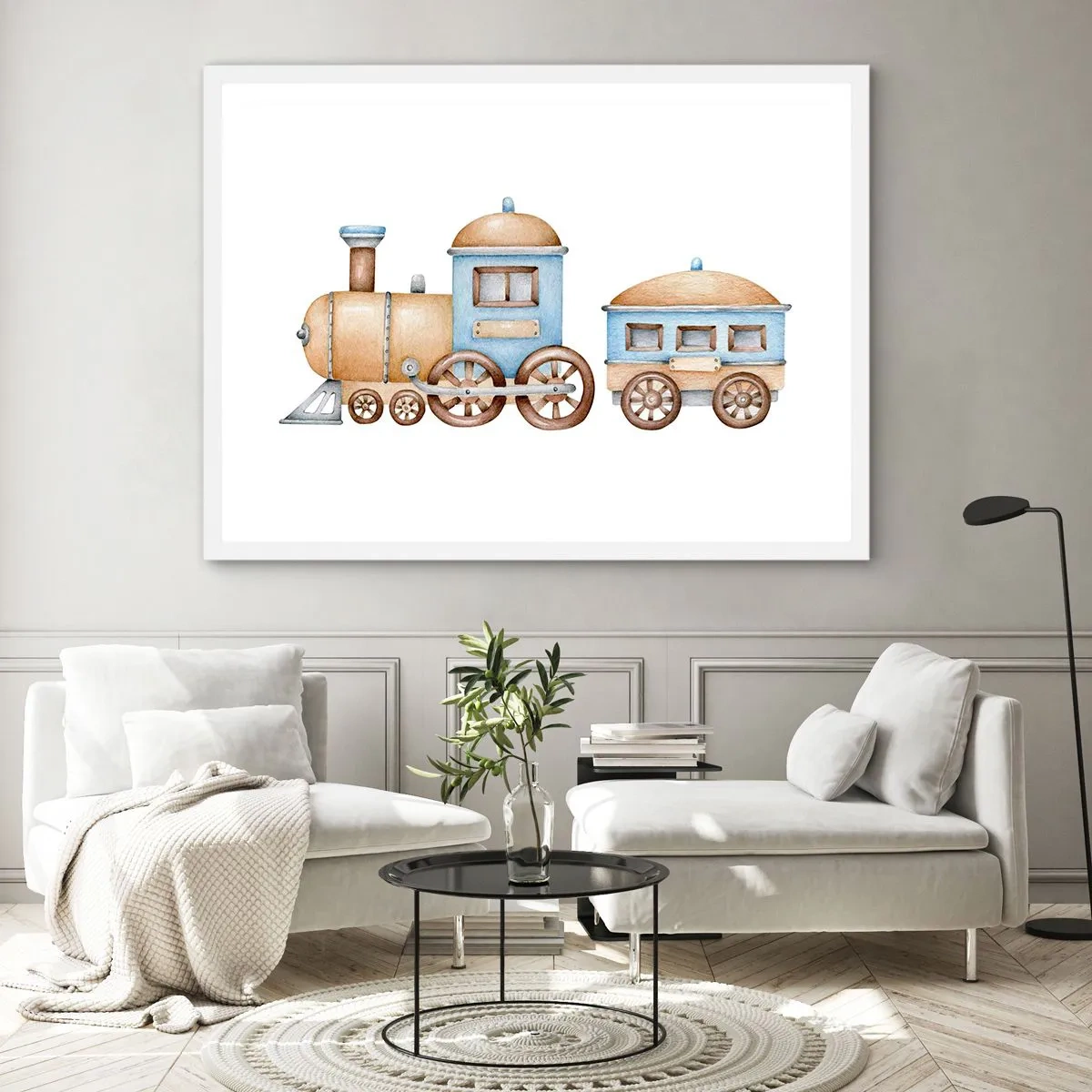 Poster in cornice bianca - Fermo alla stazione... - 91x61 cm