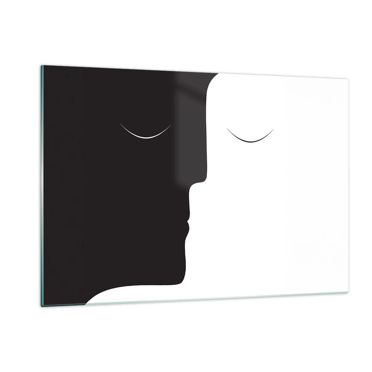 Quadro su vetro - Volti minimalisti in bianco e nero che formano un'unità - 120x80cm - Unità degli opposti - Decorazione murale moderna per soggiorno e camera da letto ARTTOR