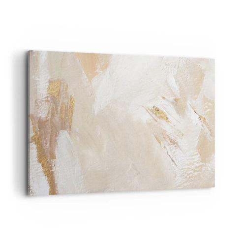 Quadro su tela - Stampe su Tela - Delicati toni astratti nelle tonalità del beige e dell'oro - 100x70cm - Composizione pastello - Decorazione murale moderna per soggiorno e camera da letto ARTTOR