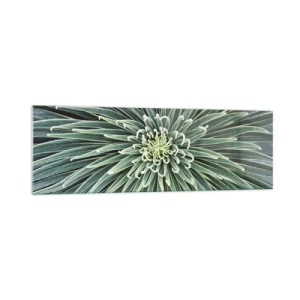 Quadro su vetro - Disposizione simmetrica di foglie verdi che ricordano una stella - 160x50cm - La nascita delle stelle - Decorazione murale moderna per soggiorno e camera da letto ARTTOR