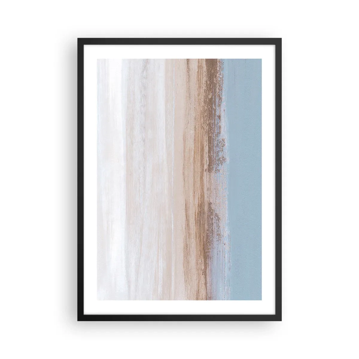 Poster in cornice nera - Astrazione minimalista nei colori della spiaggia e del mare - 50x70cm - Paesaggio incerto - Decorazione murale moderna per soggiorno e camera da letto ARTTOR