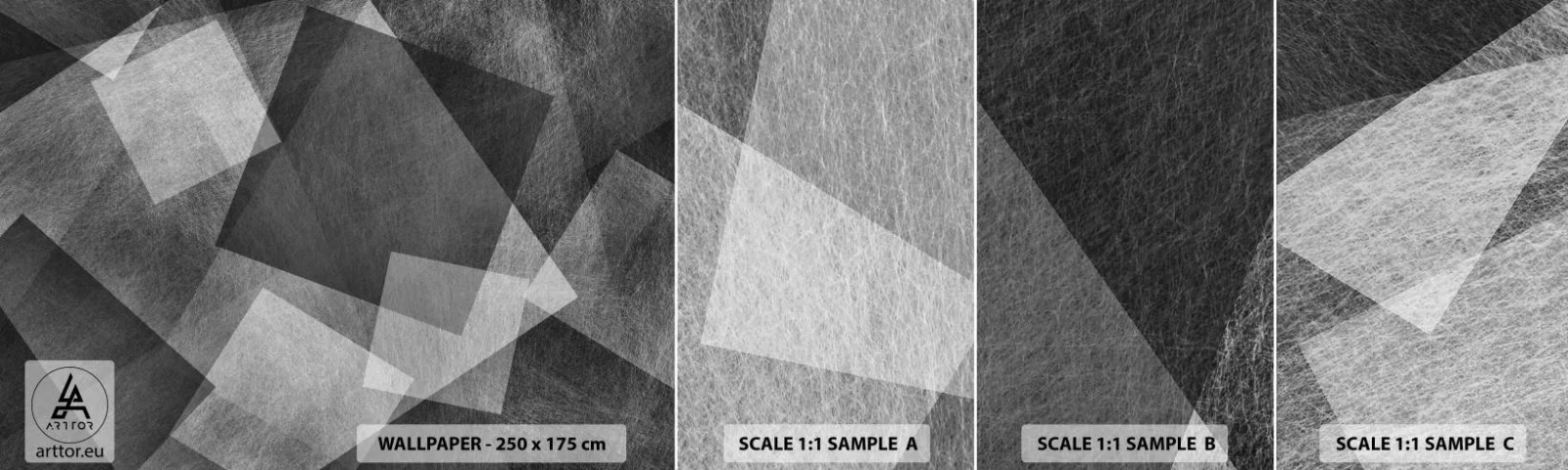 Campione di Fotomurale Adesivo Deluxe Sticker - Simbolo eterno di ordine e durata - Astrazione, Pezzo, Bianco e nero - 100x30 cm