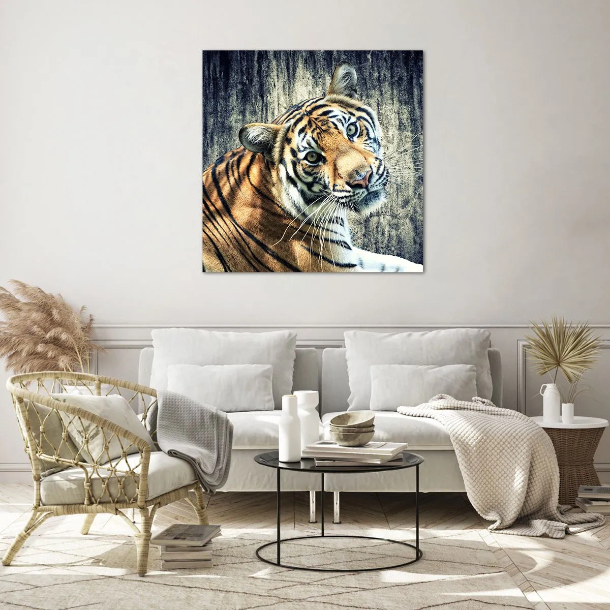 Quadro su vetro - Ritratto nei flussi di luce - 50x50 cm