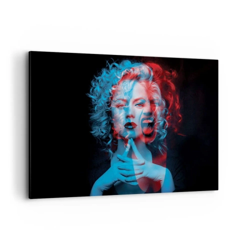 Quadro su tela - Stampe su Tela - Doppio ritratto di donna in rosso e blu - 120x80cm - Alter ego - Decorazione murale moderna per soggiorno e camera da letto ARTTOR