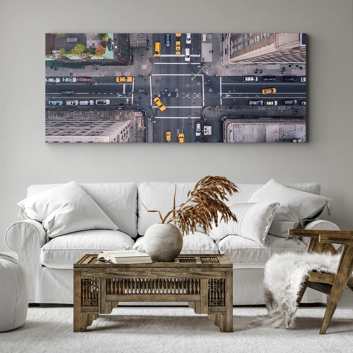 Quadro su tela - Stampe su Tela - Vista aerea di una trafficata strada cittadina - 160x50cm - Scelta semplice - Decorazione murale moderna per soggiorno e camera da letto ARTTOR