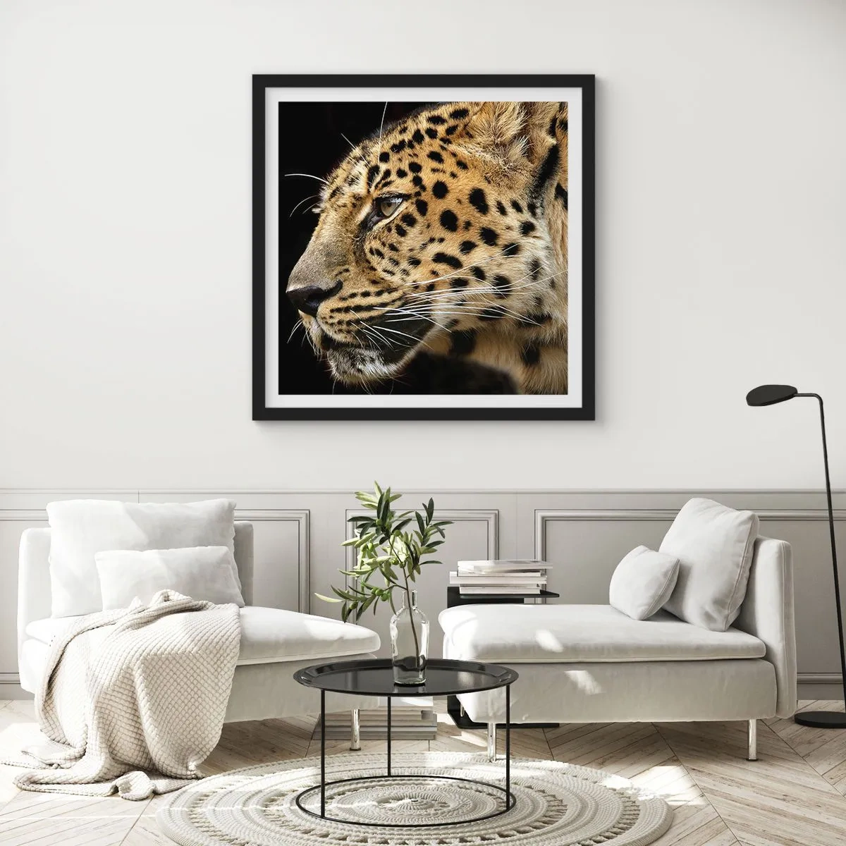 Poster in cornice nera - Calmo, concentrato, pronto - 40x40 cm