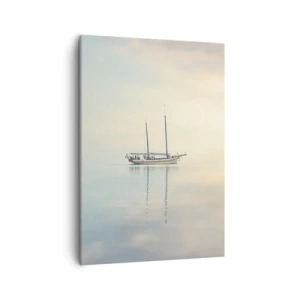 Quadro su tela - Stampe su Tela - Una barca su un mare calmo in una luce soffusa - 50x70cm - Silenzio in mare - Decorazione murale moderna per soggiorno e camera da letto ARTTOR