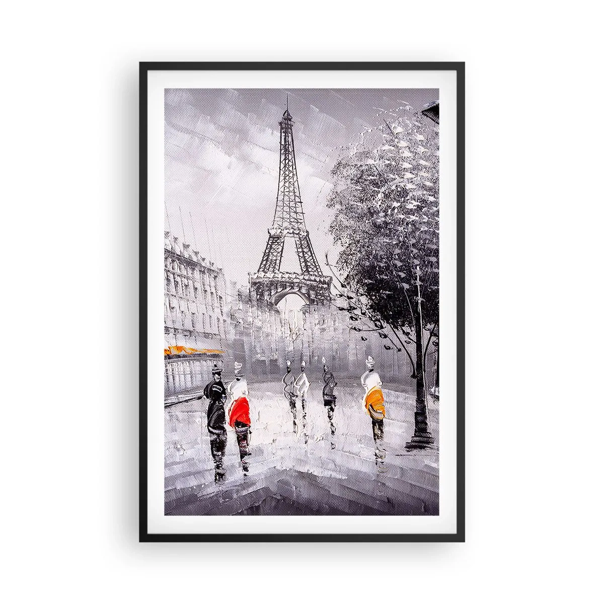 Poster in cornice nera - Passeggiata a Parigi - 61x91 cm