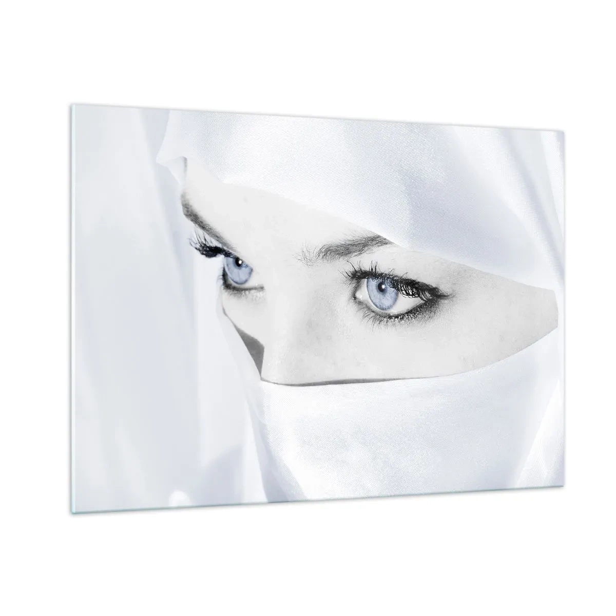 Quadro su vetro - Un ritratto delicato con espressivi occhi azzurri - 100x70cm - Direttamente dalle mille e una notte - Decorazione murale moderna per soggiorno e camera da letto ARTTOR
