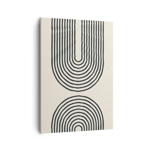 Quadro su tela - Stampe su Tela - Motivo geometrico astratto con linee simmetriche su sfondo chiaro - 50x70cm - Tra un attimo... - Decorazione murale moderna per soggiorno e camera da letto ARTTOR