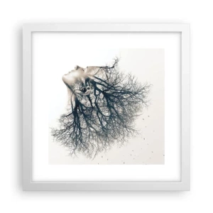 Poster in cornice bianca - In ascolto del sussurro dell'albero - 30x30 cm