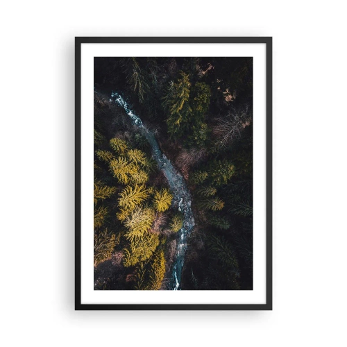Poster in cornice nera - Vista a volo d'uccello di un ruscello nella foresta - 50x70cm - Sempre più veloce - Decorazione murale moderna per soggiorno e camera da letto ARTTOR