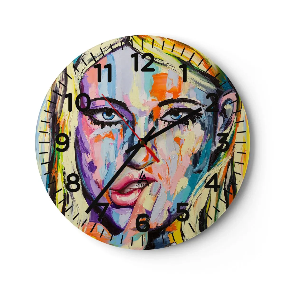 Orologio da parete - Orologio in Vetro - Guardala dritto negli occhi - 40x40 cm