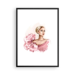 Poster in cornice nera - Donna elegante in abito rosa - 50x70cm - Come un quadro... - Decorazione murale moderna per soggiorno e camera da letto ARTTOR