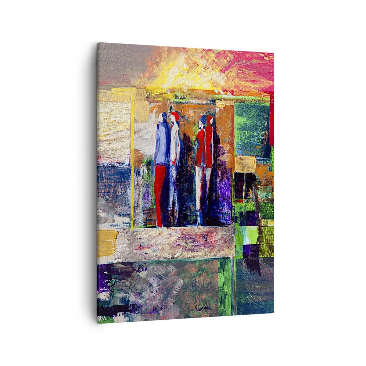 Quadro su tela - Stampe su Tela - Composizione astratta con figure e motivi geometrici - 50x70cm - Relazioni ed emozioni - Decorazione murale moderna per soggiorno e camera da letto ARTTOR