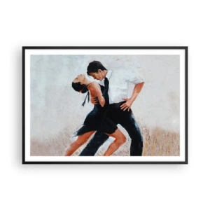 Poster in cornice nera - Una coppia che balla in uno scatto elegante e sensuale - 100x70cm - Il tango dei miei sogni - Decorazione murale moderna per soggiorno e camera da letto ARTTOR